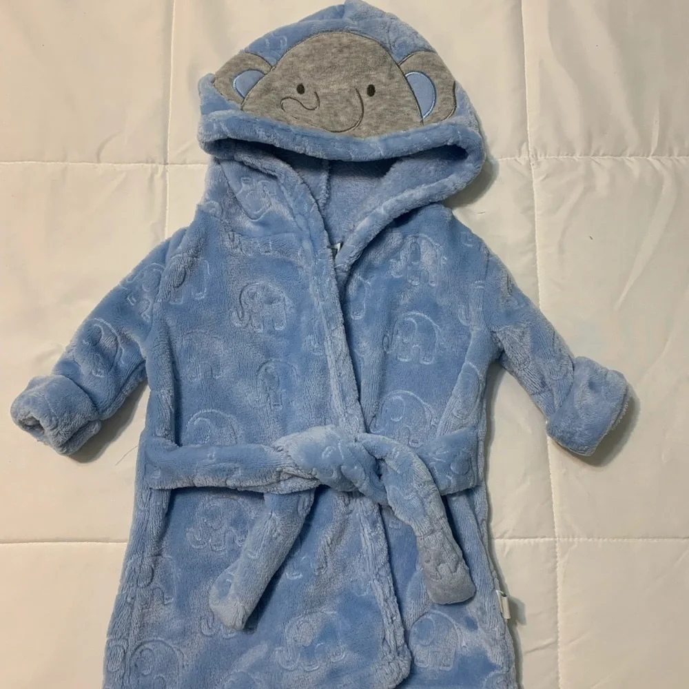 Duck Duck Goose Blue Elephant Baby Bath Robe 0-9 Months